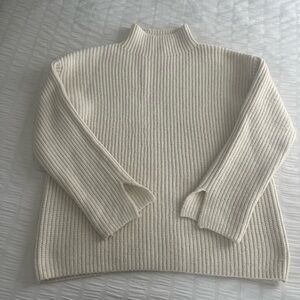 LOFT Ivory Textured Knit Mock Turtleneck Sweater, size small